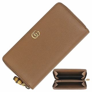 グッチ(Gucci)のグッチ ラウンドファスナー 長財布 ウォレット メンズ レディース レザー バンブー ブラウン 新品 3129(長財布)