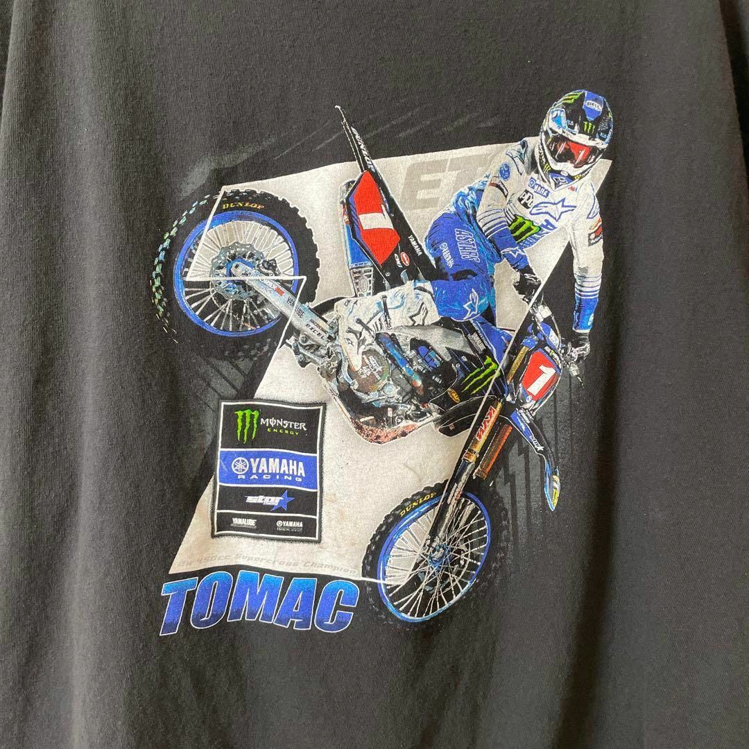 オフロード　バイクレース　ヤマハ　モンスター　サイズ2ＸＬ　黒ブラックメンズ古着 メンズのトップス(Tシャツ/カットソー(半袖/袖なし))の商品写真