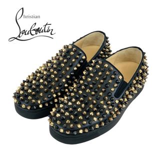 クリスチャンルブタン(Christian Louboutin)のクリスチャンルブタン Christian Louboutin ローラーボード スニーカー 靴 シューズ レザー ブラック ゴールド スリッポン スパイク スタッズ(スニーカー)