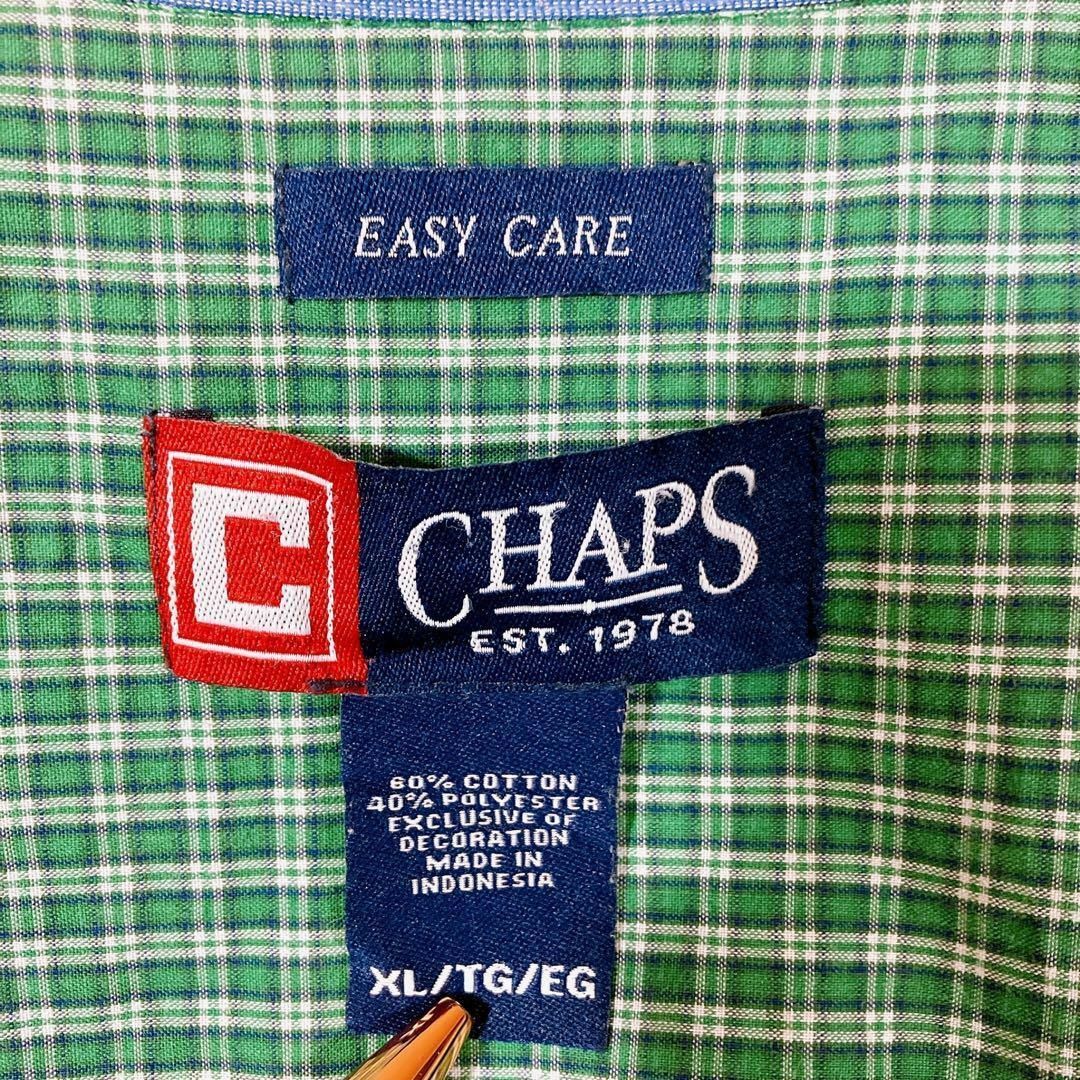 CHAPS(チャップス)のチャップス　緑グリーン　ギンガムチェック　ＢＤ長袖シャツ　薄手　メンズ　古着 メンズのトップス(シャツ)の商品写真