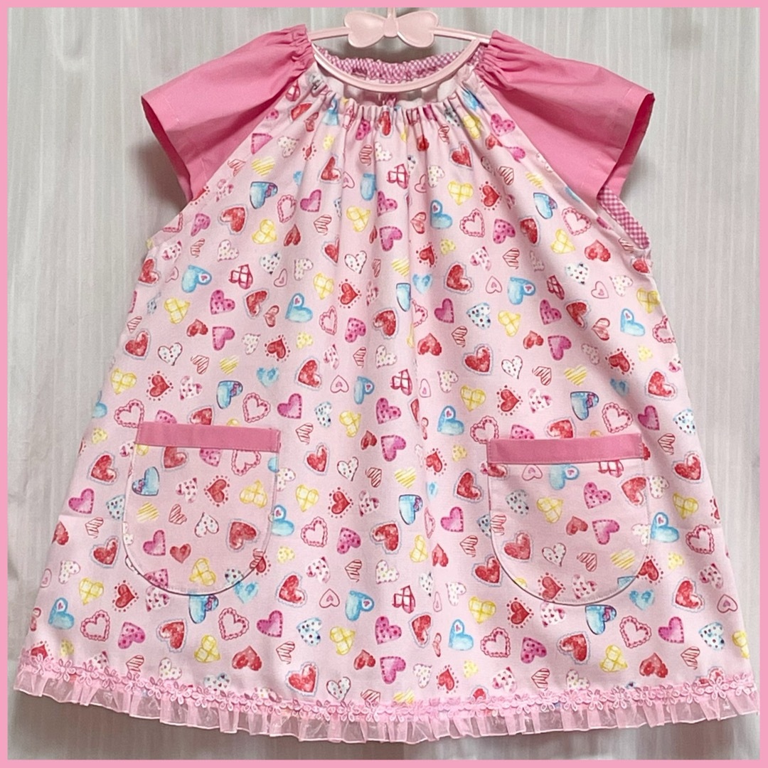 【 おかか様専用 】スモック２点セット　ユニコーン　ハート キッズ/ベビー/マタニティのキッズ服女の子用(90cm~)(その他)の商品写真