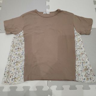 ペアマノン(pairmanon)のキッズ 120 Tシャツ 半袖 ペアマノン 綿100% ベージュ 花柄 女の子(Tシャツ/カットソー)