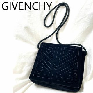 GIVENCHY - 希少美品【GIVENCHY】ベロア ショルダーバッグ ４Ｇロゴステッチ 黒