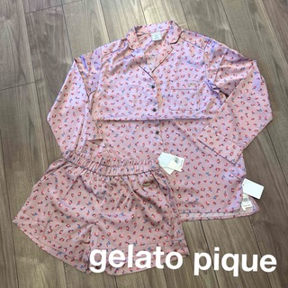 ジェラートピケ(gelato pique)の新品　ジェラートピケ   いちご　ストロベリー　シャツ　パンツ　パジャマ　部屋着(ルームウェア)