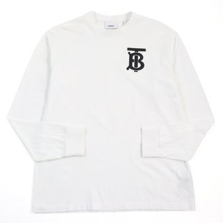 美品○BURBERRY バーバリー 8024341 コットン100% TBロゴ クルーネック ロングスリーブ/長袖Ｔシャツ ホワイト XS 正規品 メンズ