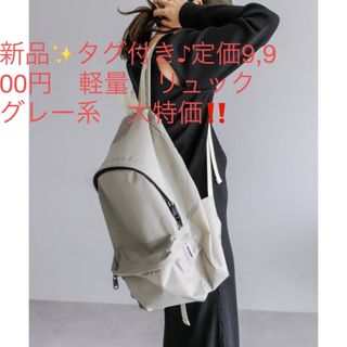 新品✨タグ付き♪定価9,900円　軽量　リュック　グレー系　大特価‼️(リュック/バックパック)