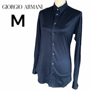 ジョルジオアルマーニ(Giorgio Armani)のジョルジオアルマーニ ストレッチ シャツ ネイビー M(シャツ)