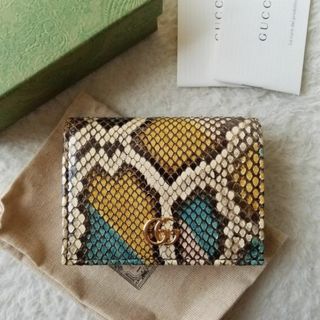 グッチ(Gucci)のGUCCI グッチ GGマーモント パイソン スモール ウォレット 2つ折り財布(財布)