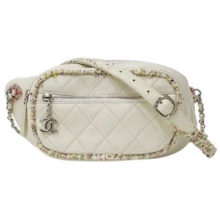 シャネル(CHANEL)のシャネル CHANEL バッグ マトラッセ レディース ブランド ボディバッグ ウエストバッグ ラムスキン ホワイト シルバー金具 白 ツイード コンパクト ミニバッグ おしゃれ 【中古】(ボディバッグ/ウエストポーチ)