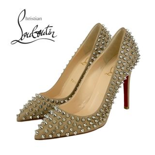 クリスチャンルブタン(Christian Louboutin)のクリスチャンルブタン Christian Louboutin パンプス 靴 シューズ レザー ベージュ シルバー 未使用 スパイク スタッズ(ハイヒール/パンプス)