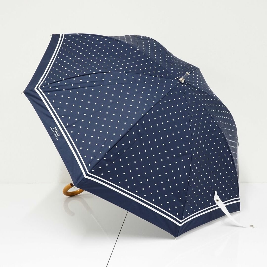 POLO RALPH LAUREN(ポロラルフローレン)の日傘 Polo Ralph Lauren ポロラルフローレン USED美品 ネイビー ドット 晴雨兼用 UV 遮光 50cm S0571 レディースのファッション小物(傘)の商品写真