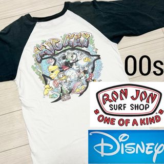 ディズニー(Disney)の00s■RON JON DISNEY■コラボ ラグラン 七分袖 Tシャツ L(Tシャツ/カットソー(七分/長袖))