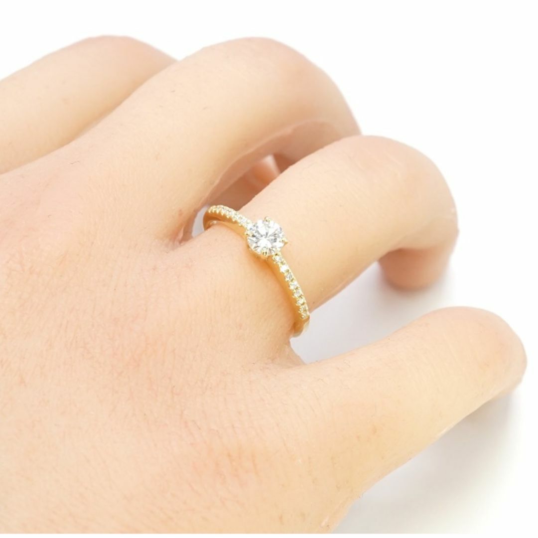 SALE新品K18ダイヤリング0.30ct(E-SI1-VG)D0.07ct レディースのアクセサリー(リング(指輪))の商品写真