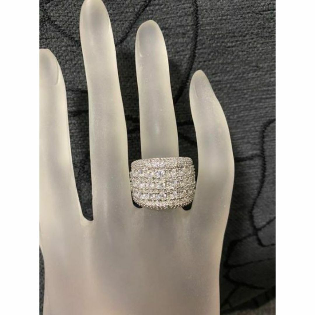 （1163）16号 豪華無数のスワロクリスタル輝き高級爪留めワイドリング　指輪 レディースのアクセサリー(リング(指輪))の商品写真
