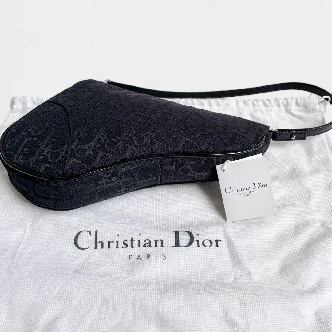 Christian Dior(クリスチャンディオール)のディオール トロッター サドルバッグ ブラック キャンバス ヴィンテージ ミニ レディースのバッグ(ハンドバッグ)の商品写真