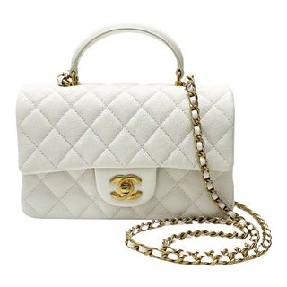 シャネル(CHANEL)の☆☆CHANEL シャネル マトラッセ トップハンドルミニフラップ AS2431 アイボリー チェーンショルダーバッグ キャビアスキン ギャランティ有(ショルダーバッグ)