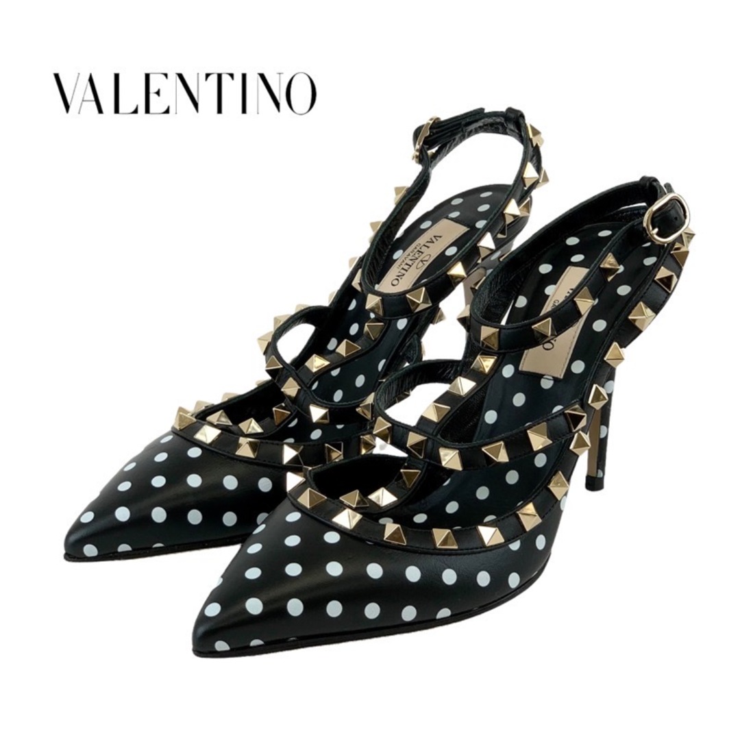 VALENTINO(ヴァレンティノ)のヴァレンティノ VALENTINO パンプス 靴 シューズ レザー ブラック ホワイト サンダル ロックスタッズ ドット パーティーシューズ レディースの靴/シューズ(ハイヒール/パンプス)の商品写真