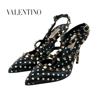ヴァレンティノ(VALENTINO)のヴァレンティノ VALENTINO パンプス 靴 シューズ レザー ブラック ホワイト サンダル ロックスタッズ ドット パーティーシューズ(ハイヒール/パンプス)