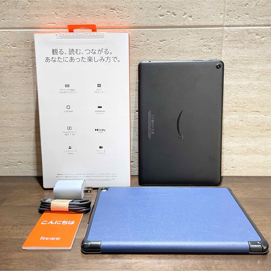 Amazon(アマゾン)のAmazon fire HD 10 最新版 第13世代 美品 青カバー付 スマホ/家電/カメラのPC/タブレット(タブレット)の商品写真