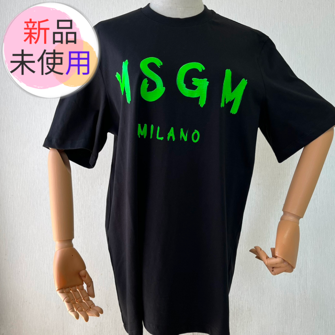 MSGM(エムエスジイエム)の匿名配送★MSGM★プリント 半袖 Tシャツ ブラック ロゴ グリーン メンズのトップス(Tシャツ/カットソー(半袖/袖なし))の商品写真