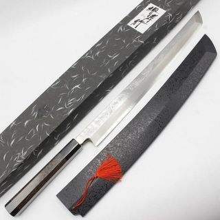 【新品】堺孝行 斬月 銀三鋼 先丸柳刃包丁 尺二 八角黒檀柄 刃渡り約360mm 和包丁 柳包丁(調理道具/製菓道具)