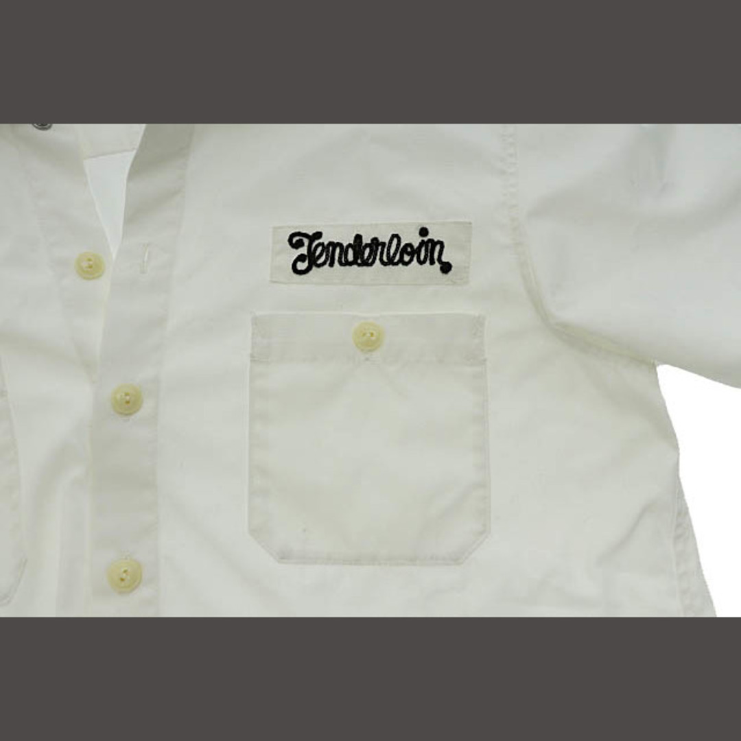 TENDERLOIN(テンダーロイン)のテンダーロイン ロゴ チェーン ステッチ 刺繍 半袖 ワーク シャツ S 白 メンズのトップス(シャツ)の商品写真