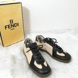 FENDI - FENDI フェンディ キャンバス レザー スニーカー Fロゴ