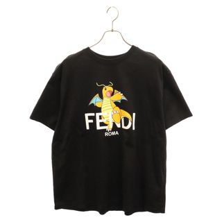 フェンディ(FENDI)のFENDI フェンディ  × fragment × ポケットモンスター カイリューフラグメント プリント 半袖Tシャツ カットソー ブラック FY1144(Tシャツ/カットソー(半袖/袖なし))