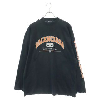 バレンシアガ(Balenciaga)のBALENCIAGA バレンシアガ 22SS ロゴ クラッシュ加工 ロンT カットソー ブラック 681046(Tシャツ/カットソー(半袖/袖なし))