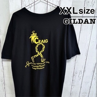 ギルタン(GILDAN)のUSA古着　GILDAN　Tシャツ　ブラック　イエロー　プリント　クルーネック(Tシャツ/カットソー(半袖/袖なし))