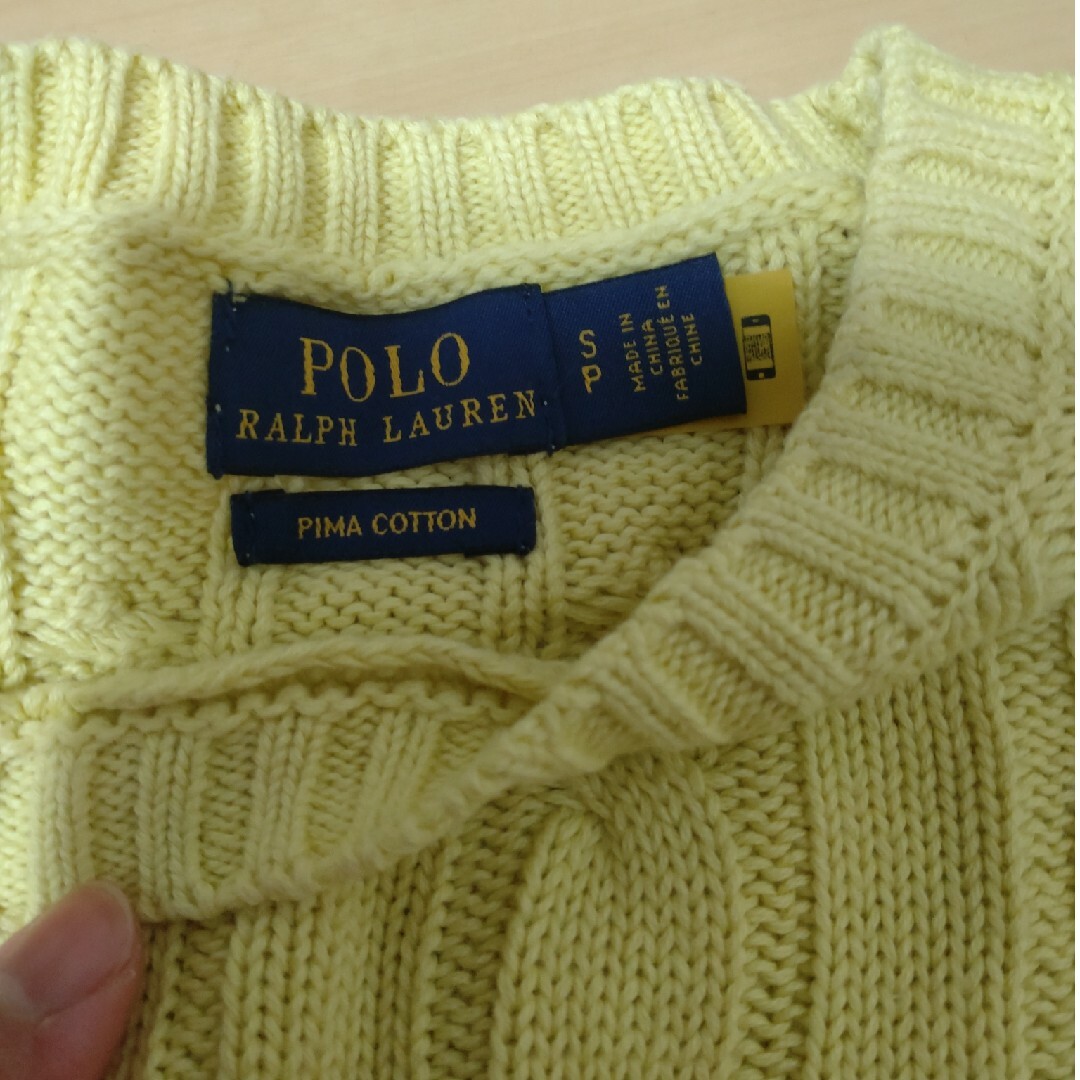 POLO RALPH LAUREN(ポロラルフローレン)のPOLO RALPH LAUREN コットンケーブル半袖ニット イエロー レディースのトップス(ニット/セーター)の商品写真