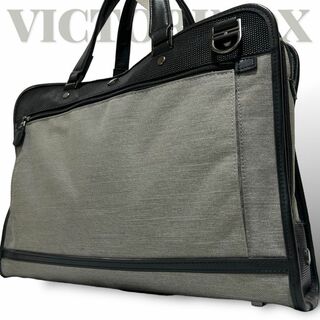 VICTORINOX - 美品　ビクトリノックス　ビジネスバッグ トートバッグ　レザー　キャンバス　グレー