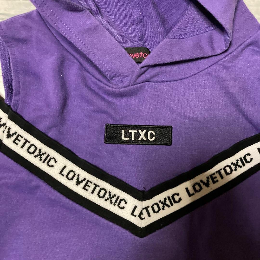 lovetoxic(ラブトキシック)のlovetoxic 女の子　140サイズ　紫　半袖　パーカー　ロング キッズ/ベビー/マタニティのキッズ服女の子用(90cm~)(ワンピース)の商品写真