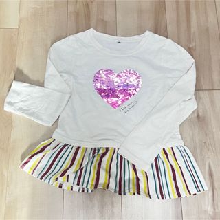 女の子ロンT  120cm  ハート(Tシャツ/カットソー)