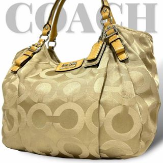 コーチ(COACH)の美品　コーチ　トートバッグ　ショルダーバッグ　オプアート　キャンバス　レザー(トートバッグ)