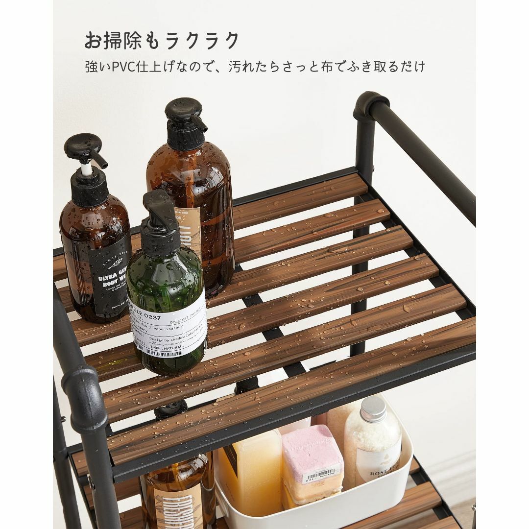 【色: 木製棚板】VASAGLE オープンラック スチールラック 収納ラック ラ インテリア/住まい/日用品の収納家具(その他)の商品写真