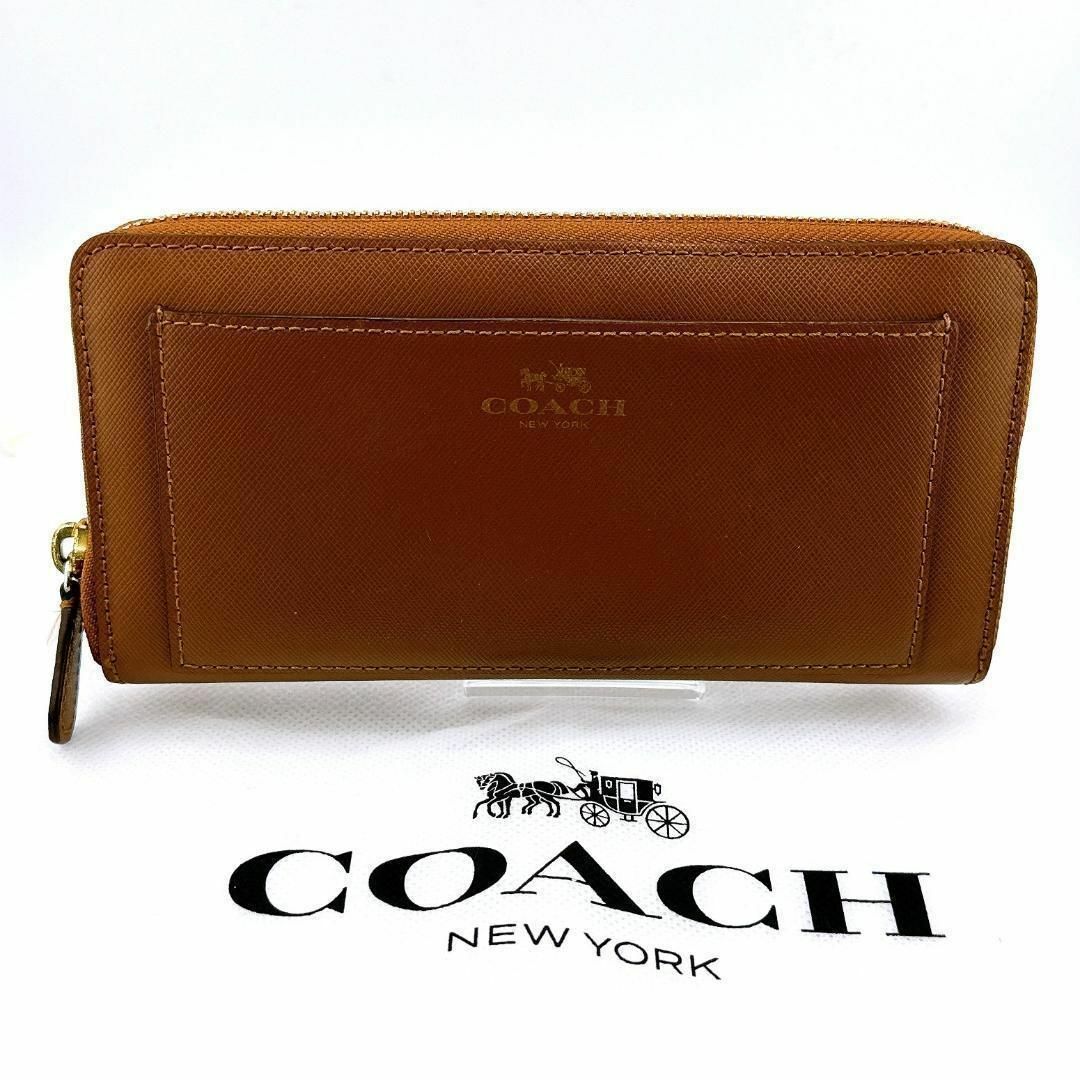 COACH(コーチ)のコーチ ラウンドファスナー長財布 レザー 茶 レディースのファッション小物(財布)の商品写真