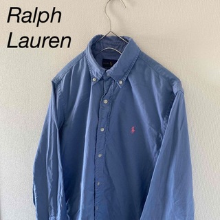 ポロラルフローレン(POLO RALPH LAUREN)のRalphLaurenラルフローレン長袖BDシャツメンズ水色xlビンテージ古着(シャツ)