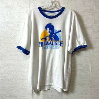 ストレンジャーシングス　リンガーＴシャツ　青白襟袖ライン入り　サイズＸＬ　古着(Tシャツ/カットソー(半袖/袖なし))