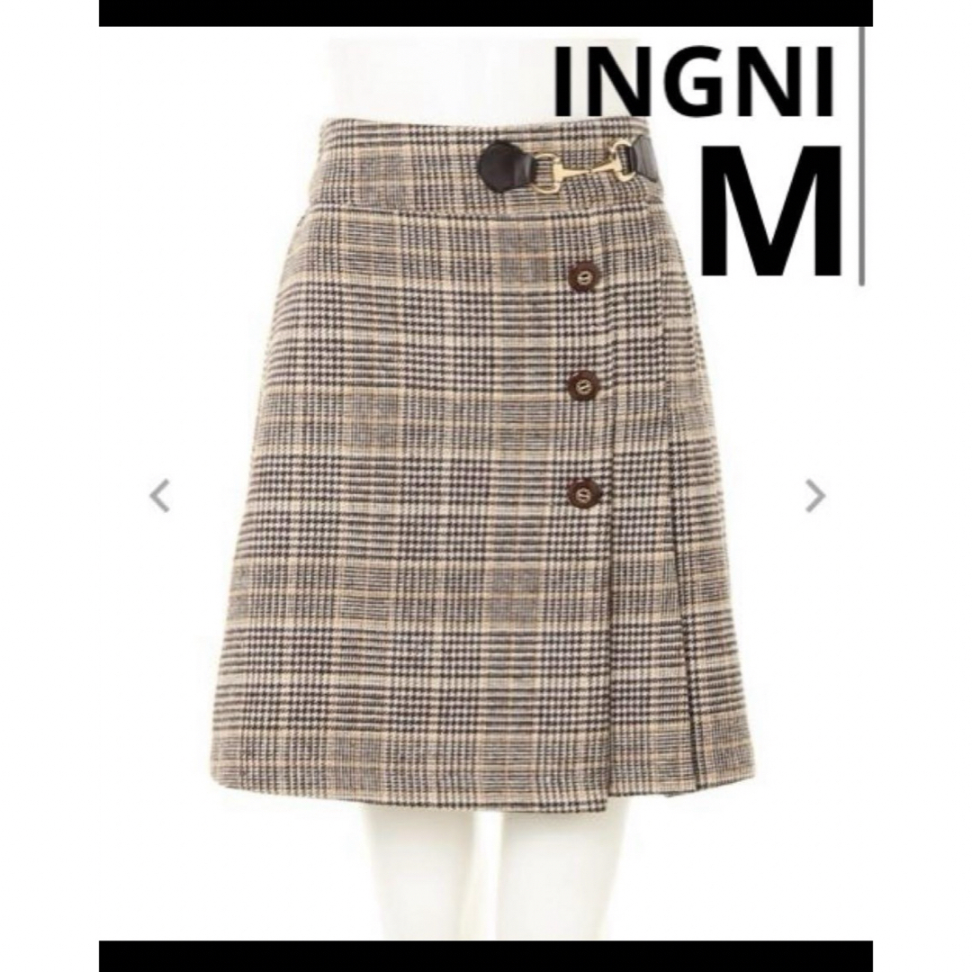 INGNI(イング)のINGNI♥️ビット付起毛チェック柄台形／スカート制服プリーツスカート レディースのスカート(ミニスカート)の商品写真