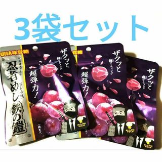 忍者めし 鉄の鎧 グレープ味 3袋セット 大人気 超弾力 グミ グレープ味 新品(菓子/デザート)