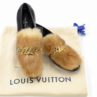 ルイヴィトン(LOUIS VUITTON)のルイヴィトン（Louis Vuitton） レザー×ファー アッパーケースライン レディースローファー サイズ36（23cm） SC-0149 【中古】 JA-18676(ローファー/革靴)