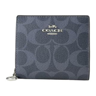 コーチ(COACH)の新品 コーチ COACH 2つ折り財布 SNAP WALLET シルバー/デニム/ミッドナイトネイビー(財布)