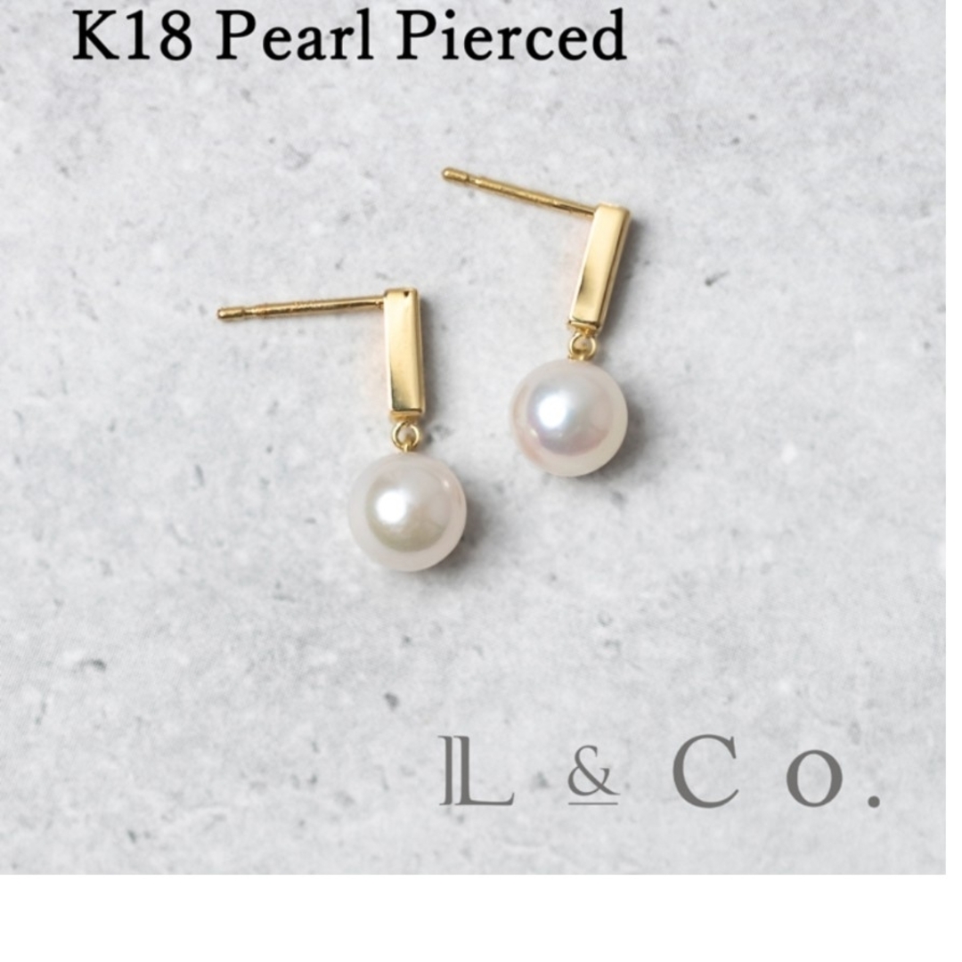 L&CO.(エルアンドコー)の未使用品　K18 アコヤパール スタッドピアス　あこや真珠　6mm レディースのアクセサリー(ピアス)の商品写真