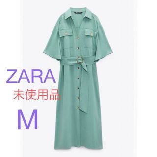 ザラ(ZARA)の【ZARA】ゴールドボタンシャツワンピース(ロングワンピース/マキシワンピース)