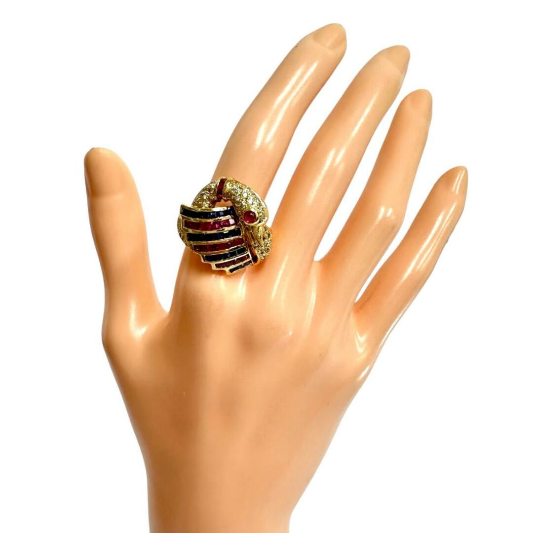 リング・指輪 鳥モチーフ K18 ルビー/サファイア レディースのアクセサリー(リング(指輪))の商品写真