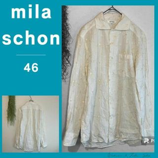 mila schon - 美品》ミラショーン　mila schon　刺繍カジュアルシャツ46　日本製　綿麻