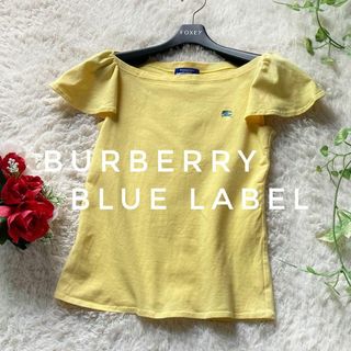 BURBERRY BLUE LABEL - バーバリーブルーレーベル　ボートネックカットソー　パフスリーブ　ホース刺繍　黄色