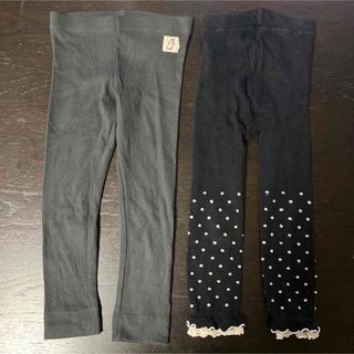 H&M - 子供 レギンス スパッツ ２着セット 黒系 水玉 濃いグレー H&M 98 95