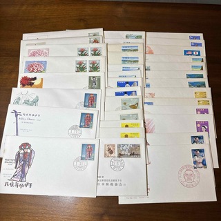 初日カバー　沖縄切手　琉球郵便　1971年〜　34枚(使用済み切手/官製はがき)